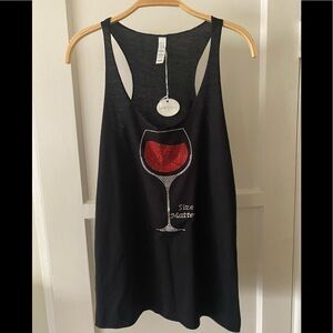 Bling Wine Size Matters Ladies Tank